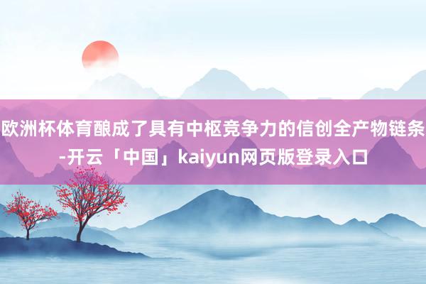 欧洲杯体育酿成了具有中枢竞争力的信创全产物链条-开云「中国」kaiyun网页版登录入口