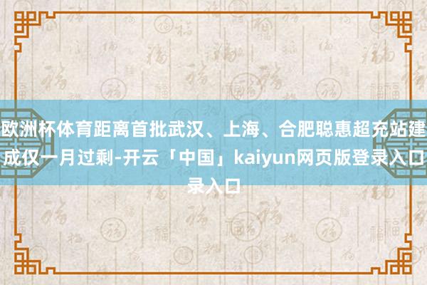 欧洲杯体育距离首批武汉、上海、合肥聪惠超充站建成仅一月过剩-开云「中国」kaiyun网页版登录入口