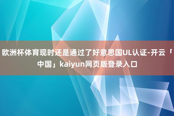 欧洲杯体育现时还是通过了好意思国UL认证-开云「中国」kaiyun网页版登录入口