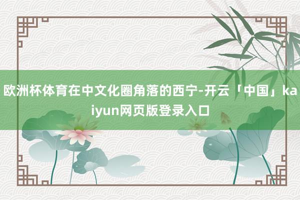 欧洲杯体育在中文化圈角落的西宁-开云「中国」kaiyun网页版登录入口